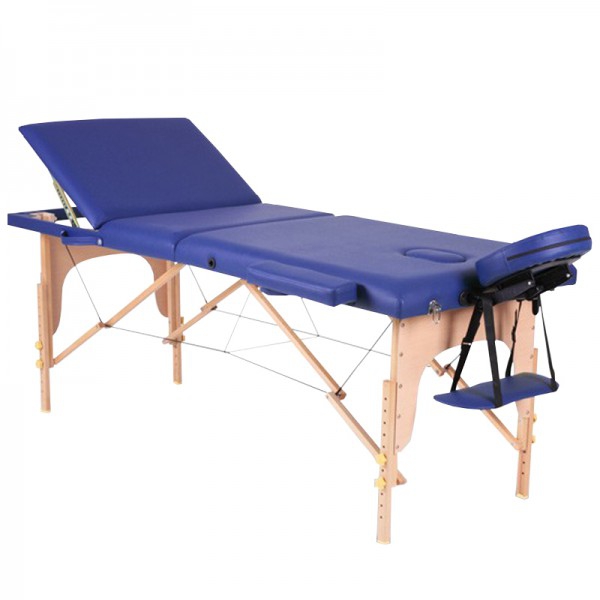 Kinefis Wood Pro folding wooden stretcher: three bodies, adjustable head, light and resistant, 195 x 70 cm (blue or black color) Kinefis Wood Pro folding wooden stretcher: three bodies, adjustable head, light and resistant, 195 x 70 cm (blue or black color)